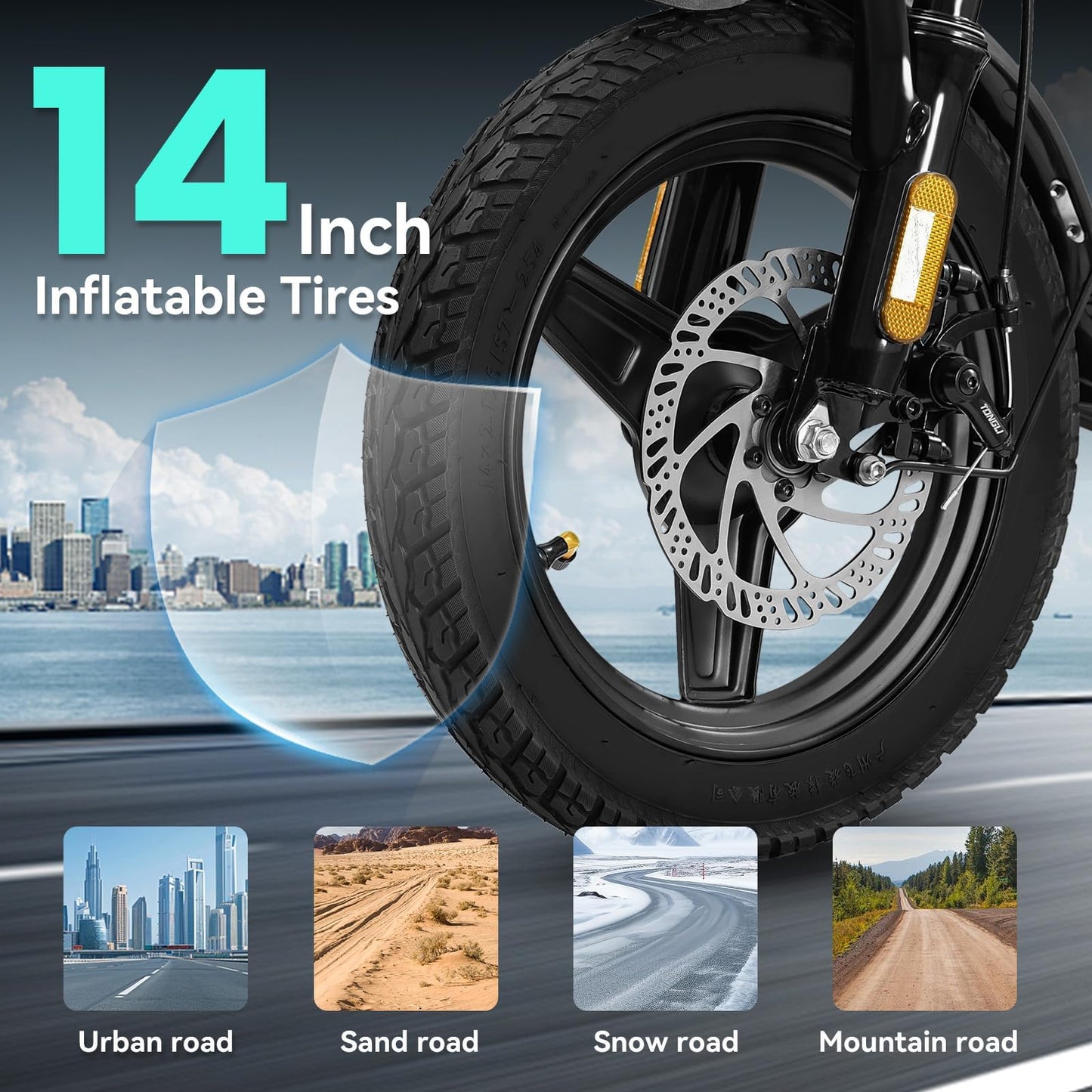 Folding Electric Bike for Adults and Teens, 560W Motor 24MPH Compact Commuter Ebike, 32 Miles Range, 48V 10Ah Battery, 3-Level Pedal Assist, 14" Mini Foldable Electric Bicycle, UL 2849 Certified
