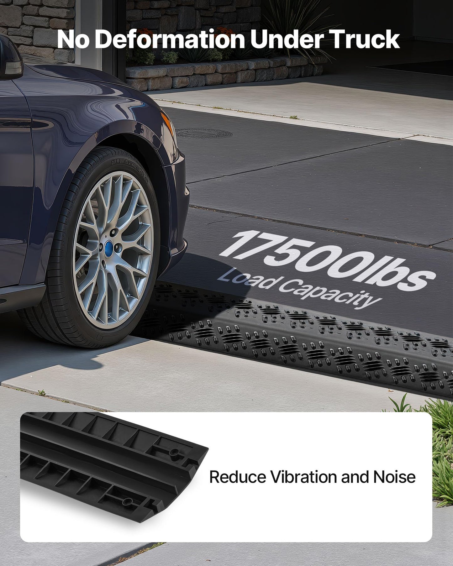 Vevor 1 Pack Drop Over Cable Cover, 2 Channel Heavy Duty Cable Hose Protector Ramp, 38.3 Floor Cord Cover, 17,500 Lbs/Axle Loa