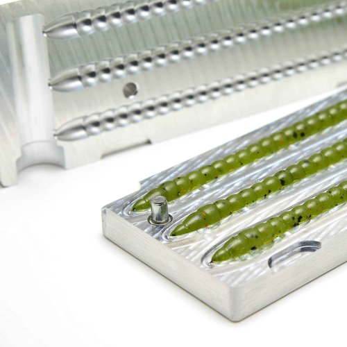 Soft Plastiс Mold Lure Making Injection Molds Fishing Lures Three Cavity Gulp Shaky Worm 5'' (Aluminium)