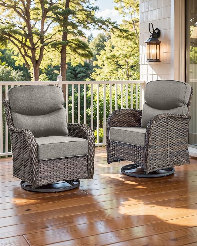 ACTREST Luxury 22x24/22x25 6-Inch Smile Outdoor Sofa Cushions Set of 3 - Memory Foam Deep Seat Patio Furniture Cushion for Wicker Rocker Dining Chair Loveseat 3-Seater L-Shape Sectional Sofa - Grey