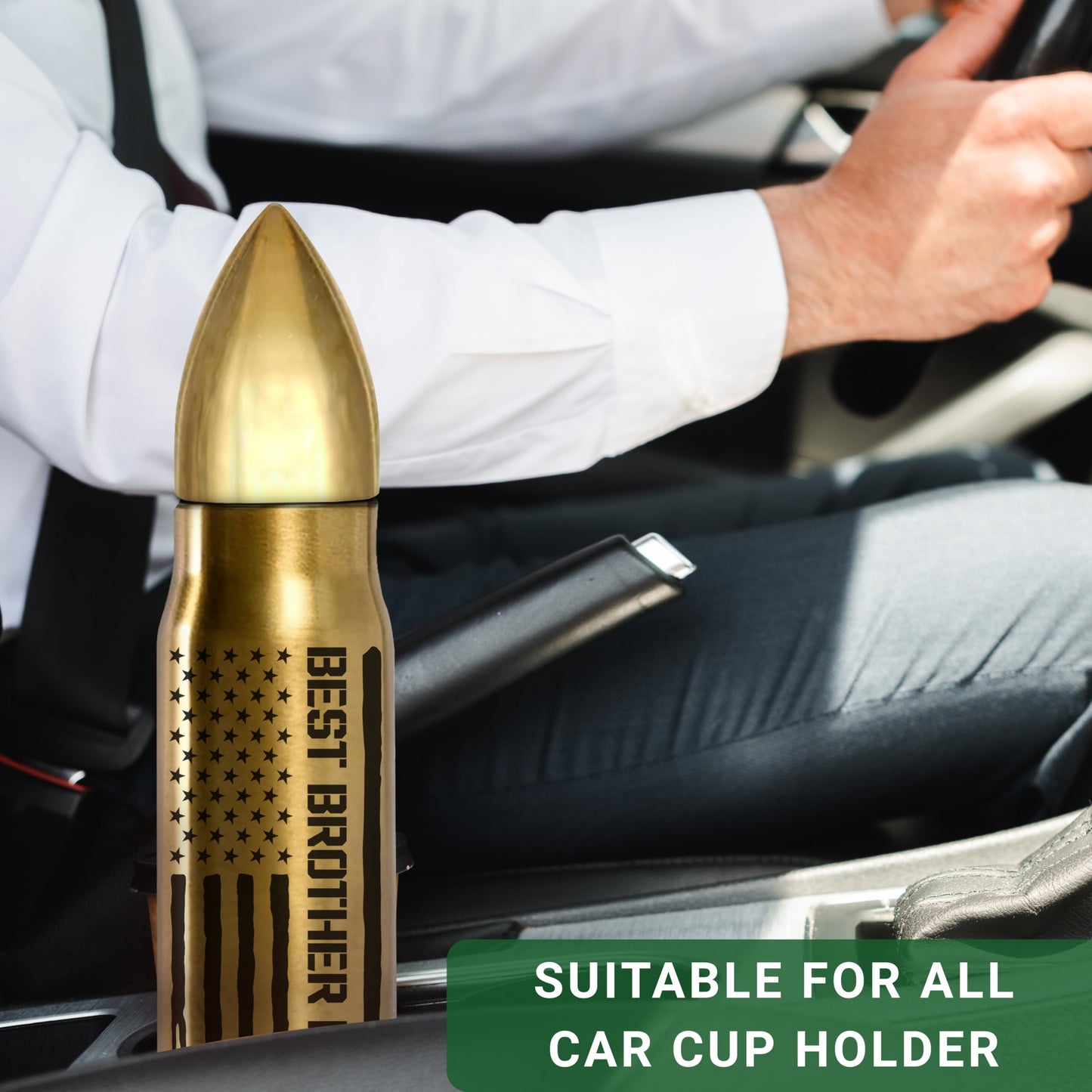 Gifts for Brother, Birthday Gifts from Sister - Best Brother Ever Bullet Tumbler 17Oz with Keychain, Gold Thermos Coffee Cup for Older Adult Bros, Funny Present for Wedding or Graduation