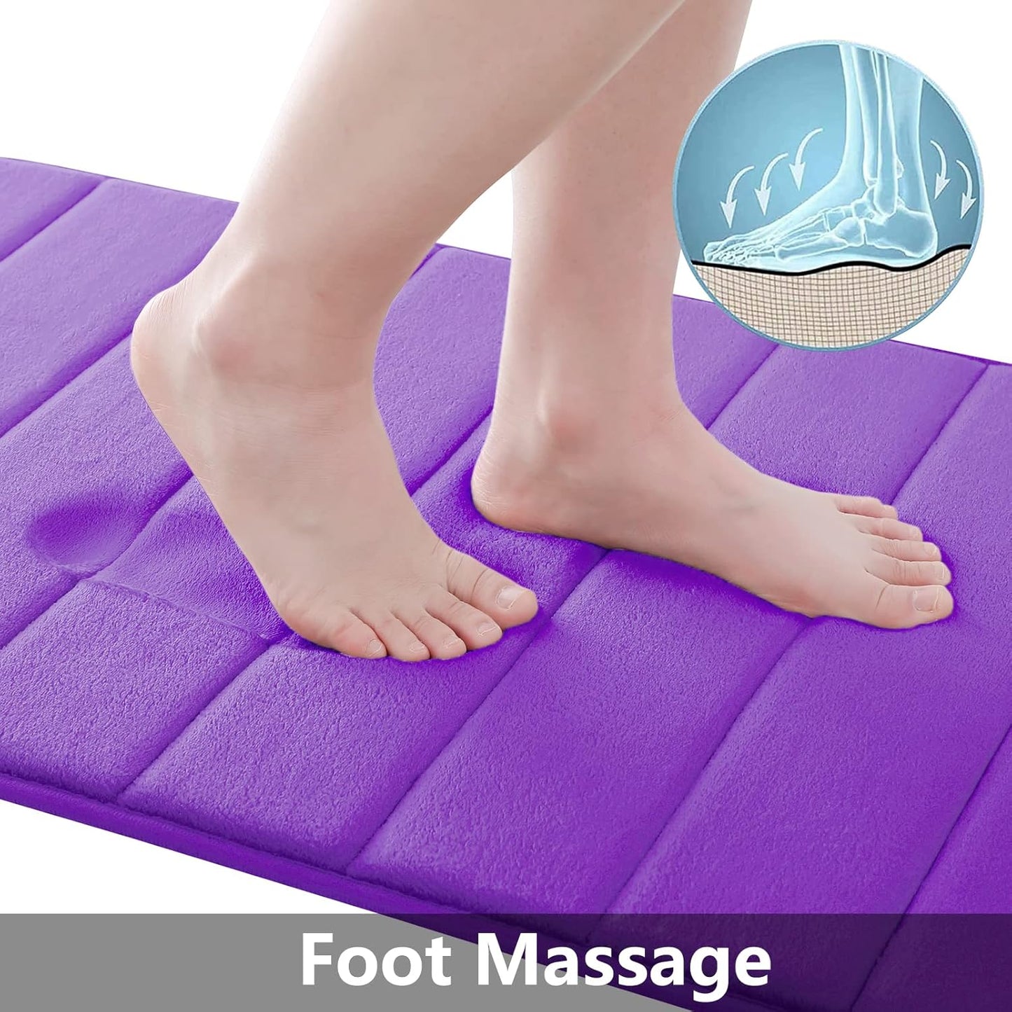 Buganda Memory Foam Bath Mat, 47" x 17", Ultra Soft and Non-Slip Bathroom Rugs, Water Absorbent and Machine Washable Bath Rug Runner for Bathroom, Shower, and Tub, Purple