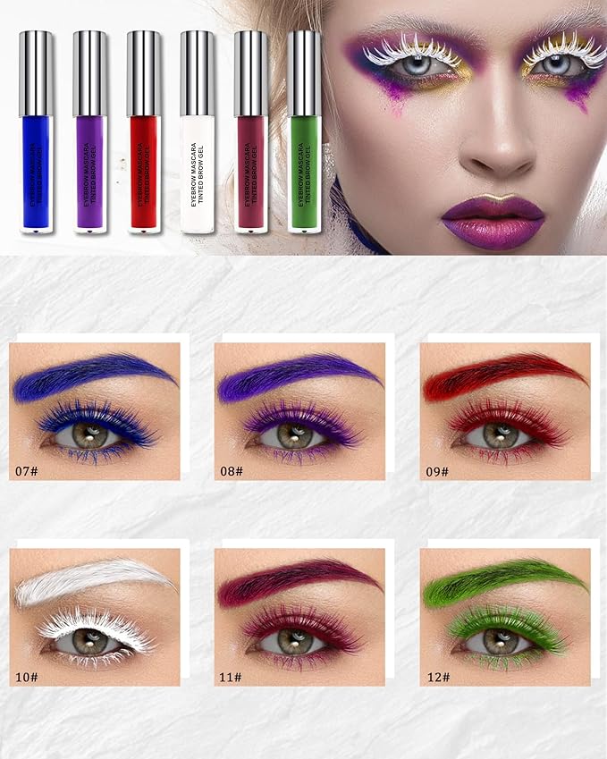 Tinted Eyebrow Gel Mascara- 1Pcs Long Lasting Waterproof Burgundy Tinting Eye Brow Glue Colored Mascara, Dark Red Brow Filler Curling rimel de pestañas, Halloween Eye Makeup Gift for Women Girl-#11