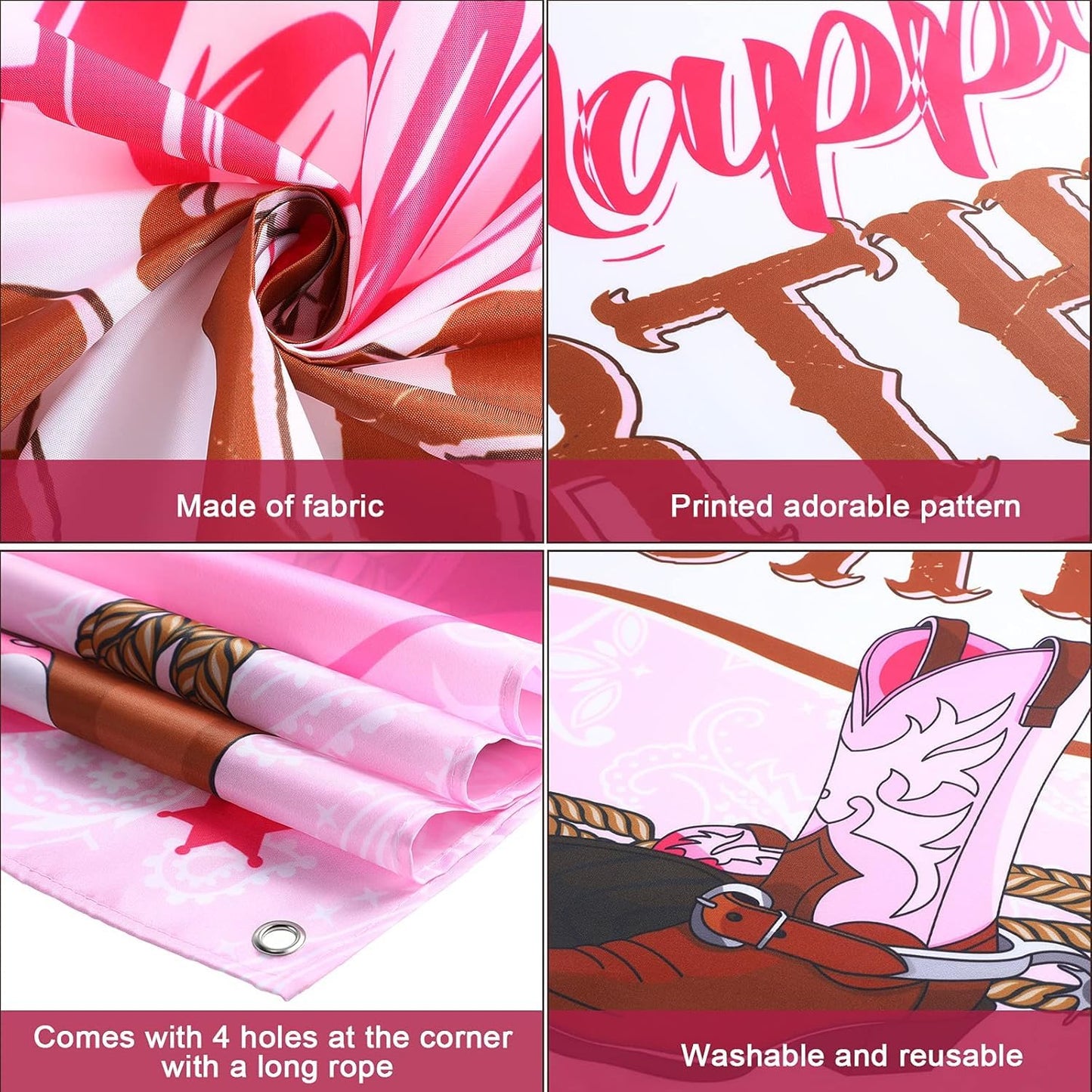 Sumind Western Cowgirl Birthday Banner Pink Party Backdrop Decorations Wild Cowgirl Theme Birthday Party Supplies Wild West Photo Booth Photography Background 72.8 x 43.3 Inch