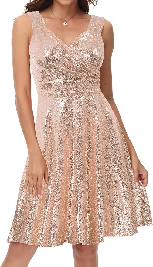 GRACE KARIN Women's Sleeveless Wrap V-Neck A-line Bridesmaid Cocktail Party Dress