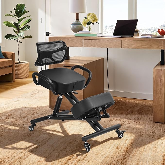 Kneeling Chair, Ergonomic Kneeling Chair with Back Support, kneelings Office Chairs with Adjustable Height and Lumbar Support for Banking Meeting Room Office Home Reception,Improve Postures