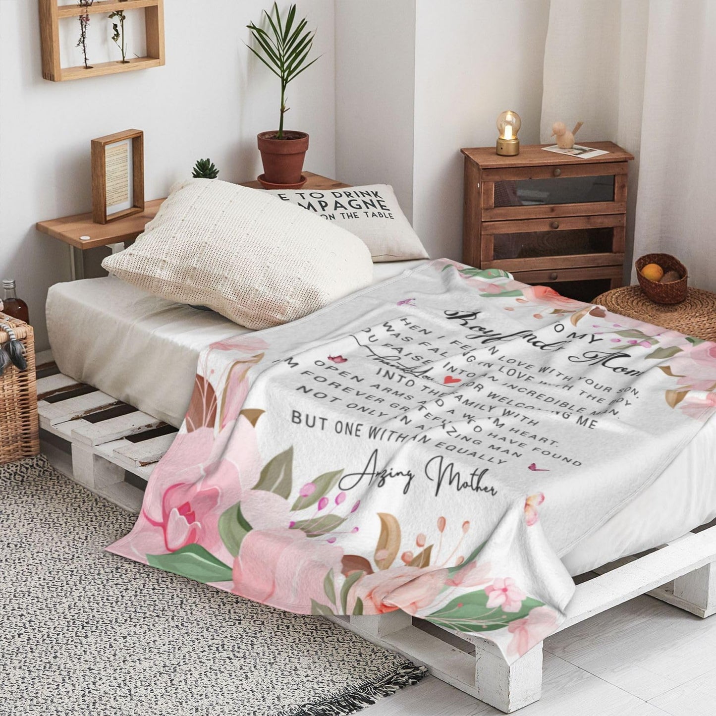 Vepvlahu Gifts for Boyfriends Moms Throw Blanket 60"X50", Boyfriend Mom Gift, Retirement Birthday Gifts for Boyfriends Moms from Girlfriend, Gift for Mother in Law/Boyfriend's Mom