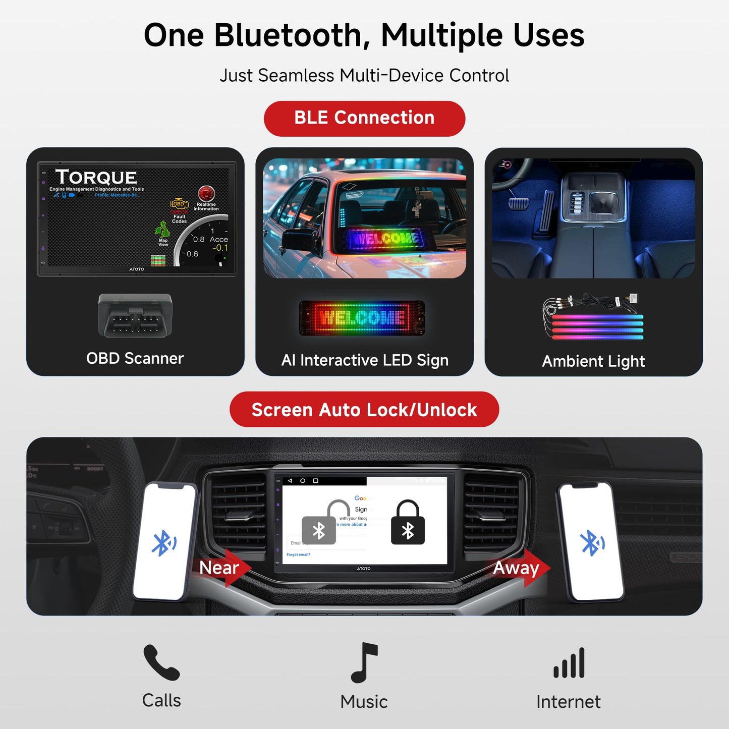 ATOTO A5L Android Double DIN Car Stereo Wireless CarPlay & Wireless Android Auto, 7 Inch Car Radio in-Dash GPS Navigation, Wi-Fi/BT/USB Tethering, 24EQ, Built-in AMP, HD LRV, Backup Camera