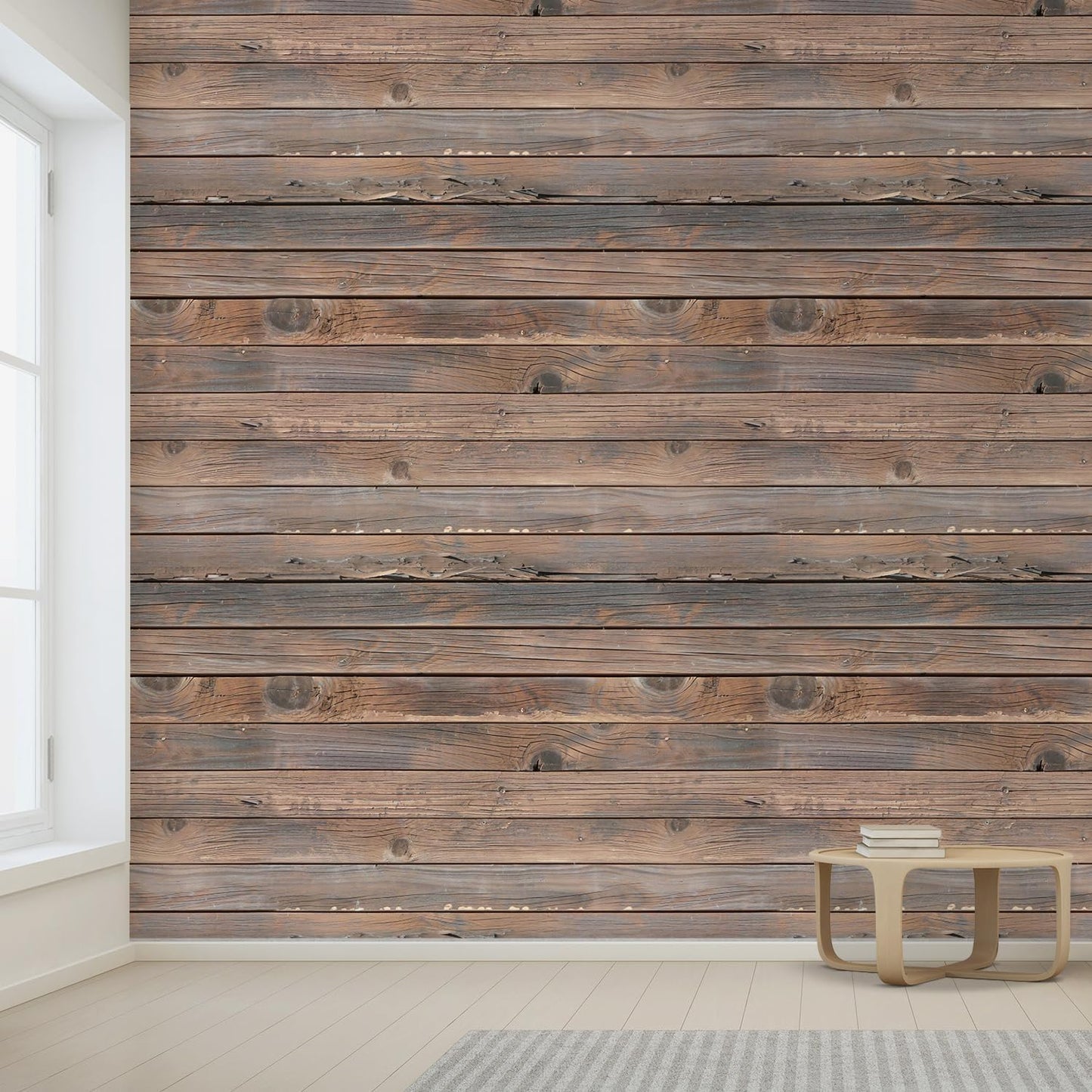 wall26 Horizontal Brown Vintage and Retro Wood Textured Paneling, Wall Mural, Removable Wallpaper, Home Decor - 132x120 inches