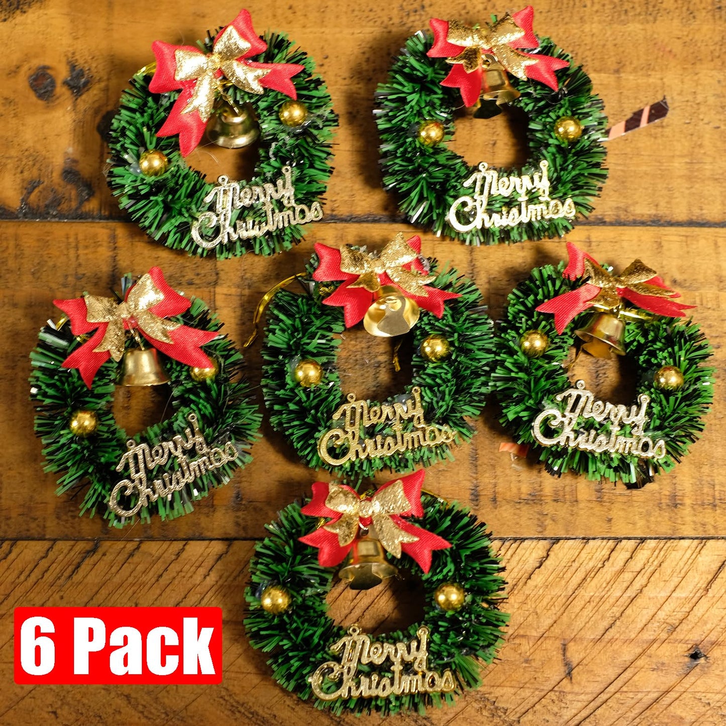 NONNO & ZGF 6 Pack Flameless 8.7'' Window Candles +6 Wreath(with Bows/Bells)+12 AA Batteries(Include)+ 6 Suction Cups+ 6 Golden Candleholders. Battery Powered Ivory Taper Candle with Remote and Timer