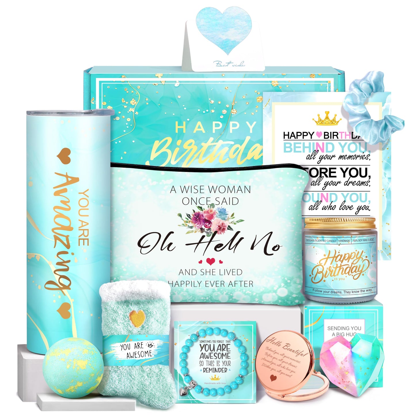 Birthday Gifts for Women, Happy Birthday Gift Basket Set for Her, Mom, Wife, Daughter, Sister, Girlfriend, Coworker, Unique Birthday Gift Idea for Women