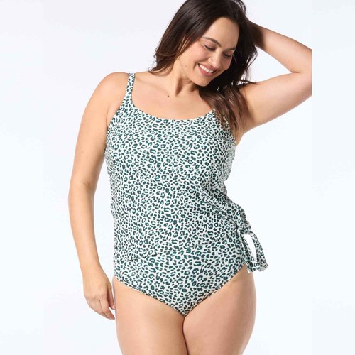 COCO REEF Stella Bra Sized Underwire Side Tie Loose Fit Tankini — Swim Top, Summer Cheetah Jasper 36D