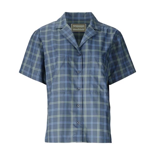 MARMOT Women's AirExchange UPF 40 Short Sleeve Camp Shirt - Lightweight Breathable Quick-Dry, Thunderhead Windowpane, Small