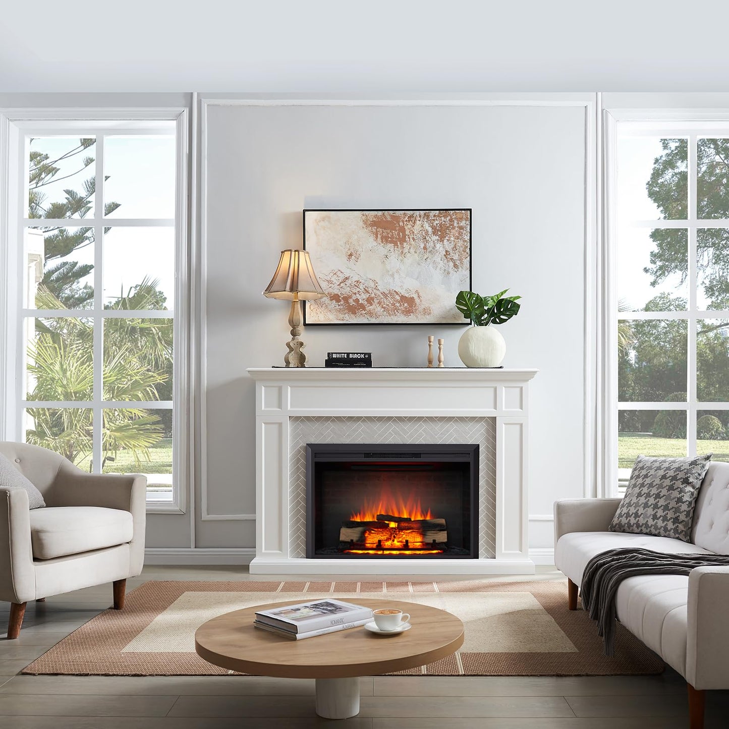 Legendflame Carl 39 W Electric Fireplace Insert (Ef265), Fireplace Heater 750/1500W, Fire Crackling Sound, Remote Control
