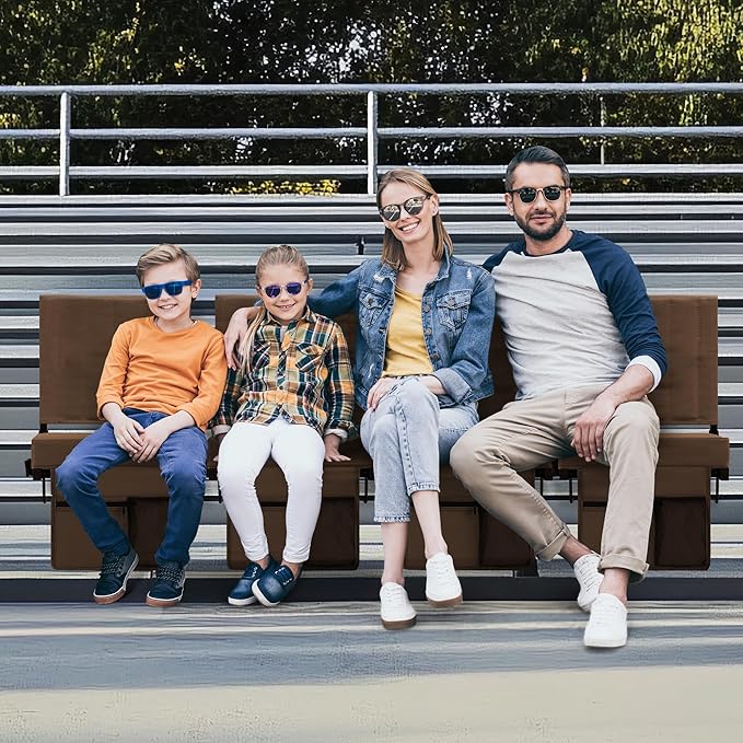 Aliphon Stadium Seat for Bleachers with Back Support and Cushion, Bleacher Seats with Shoulder Strap and Cup Holder, Padded Portable Folding Comfort Stadium Chair, for Sports Events, Brown (1pcs)