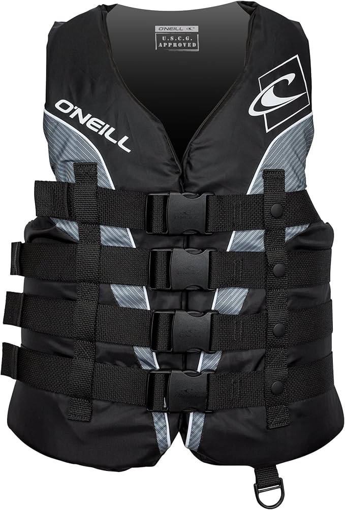 O'Neill Men's Superlite USCG Life Vest,Black/Black/Smoke:White,L
