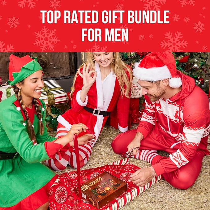 HAPPY NUTS Jingle Balls Holiday Kit - Gift Box for Men with Comfort Cream, Hydrating Body Wash & Whole Body Deodorant - Hilarious Stocking Stuffer or White Elephant Mens Gift Basket Idea for Him