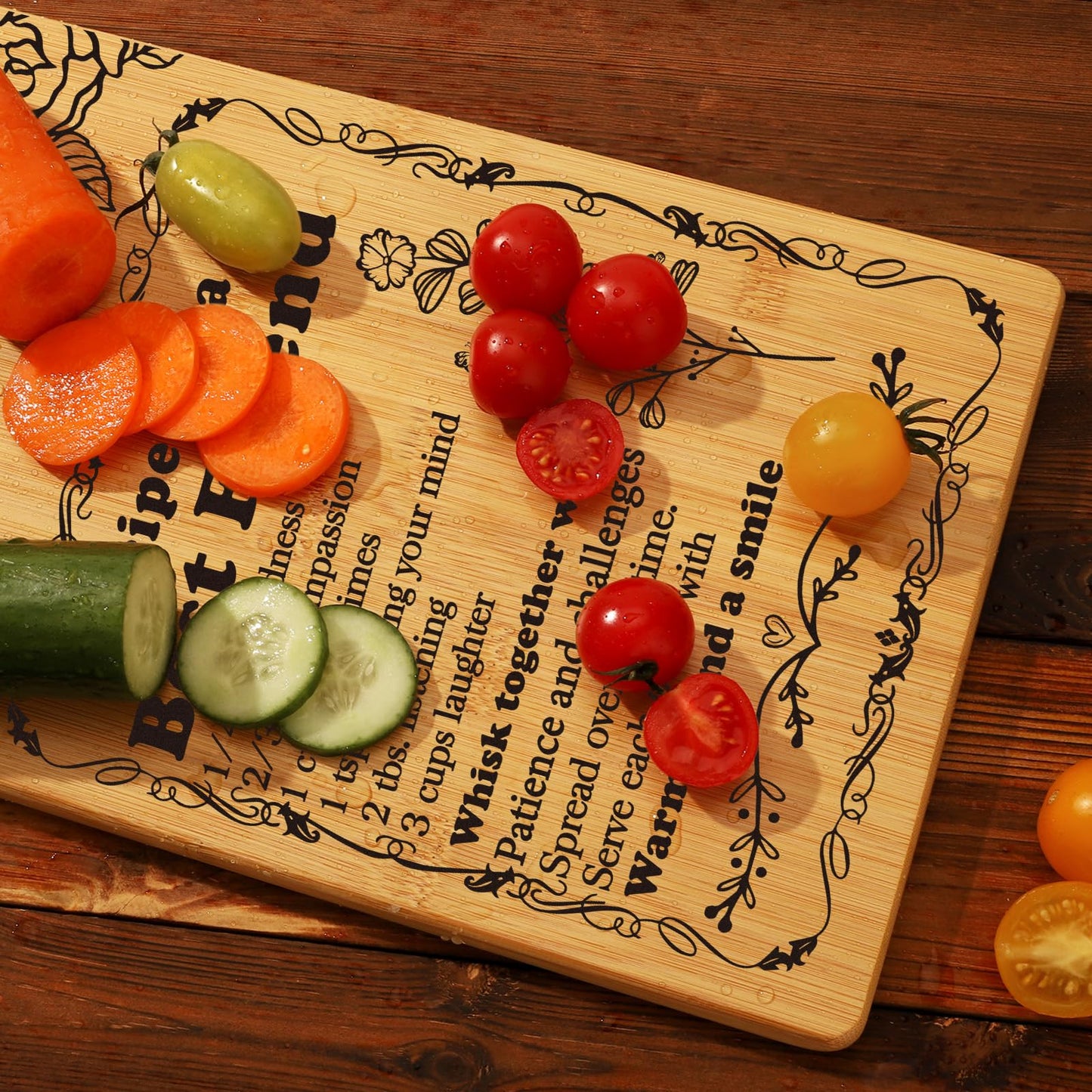 Best Friend Birthday Gifts Cutting Board Set, "Recipe for a Best Friend" Friendship Gifts for Woman Engraved Utensil Friends Gifts for Women Bff Bestie Soul Sister Birthday Mothers Day