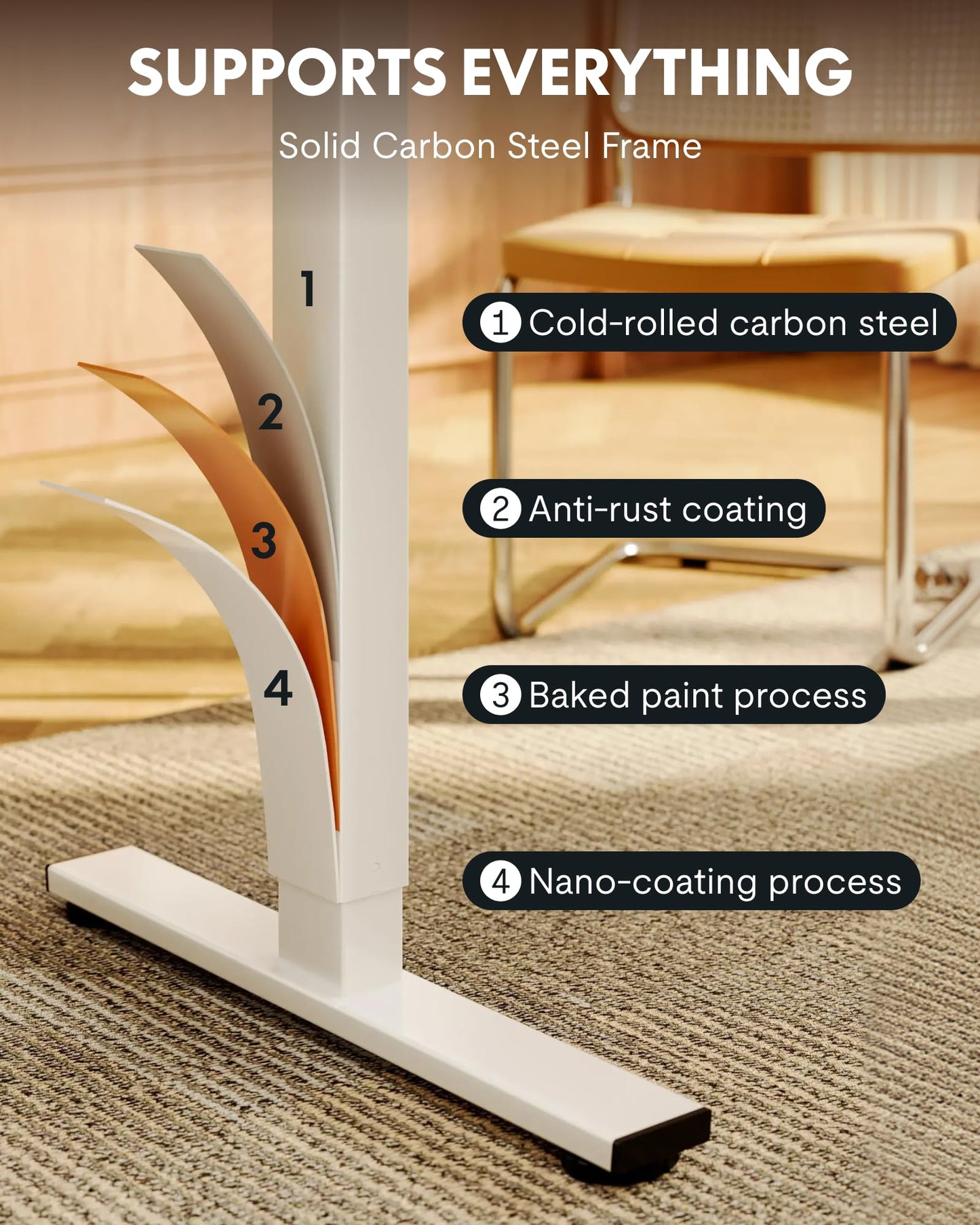 FLEXISPOT EN1 One-Piece Standing Desk with 1-Inch Thick Seamless Desktop, 48"x30" Electric Height Adjustable Desk for Home Office, Multi-Monitor Setups & Easy Assembly, White
