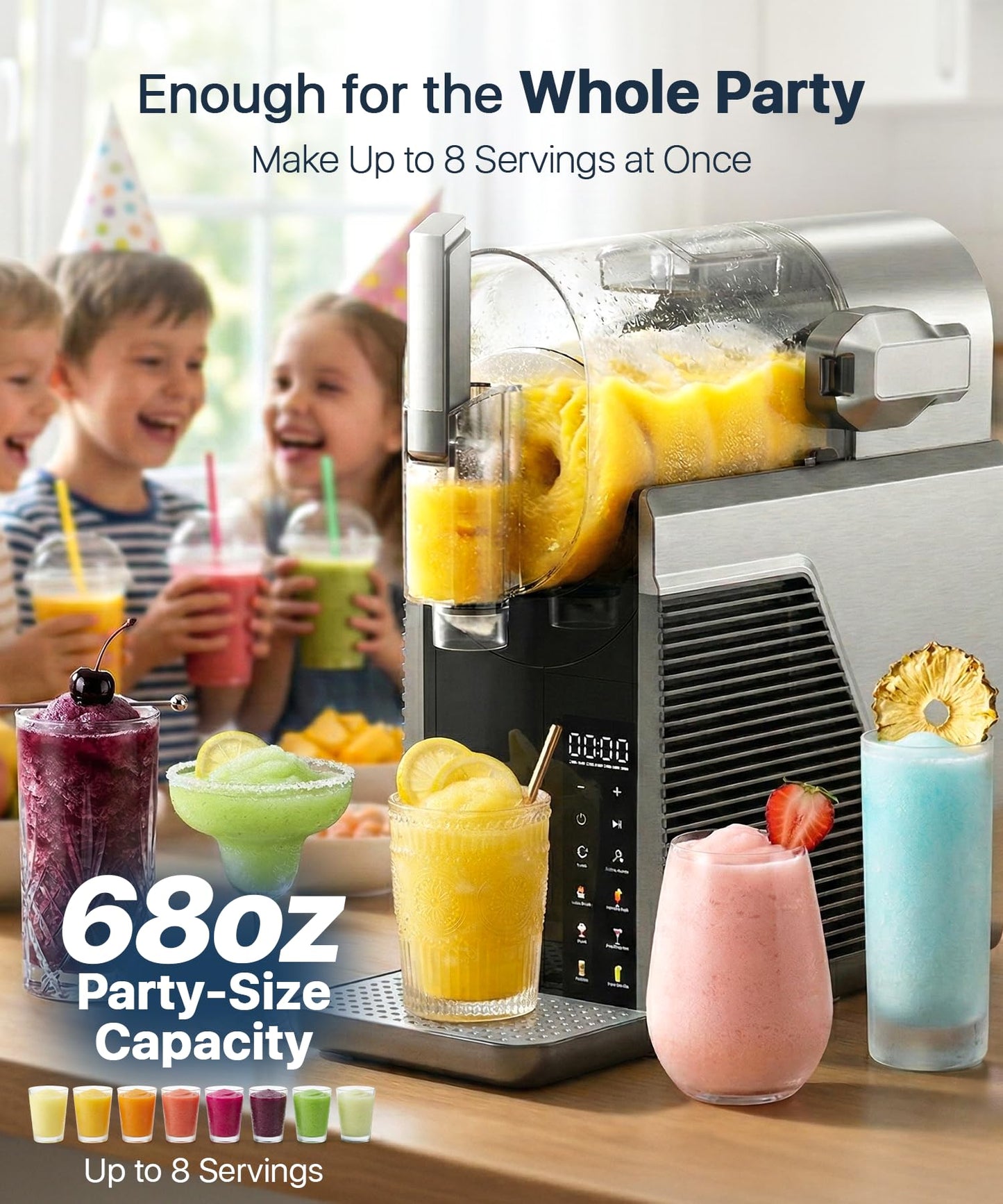 Homintell Slushie Machine for Home, No Ice Needed Frozen Drink Maker, 68oz Large Capacity with 360° QuickChill, 6 Presets & 10 Texture Settings, LED Touch Panel, Self-Cleaning for Margarita, Milkshake