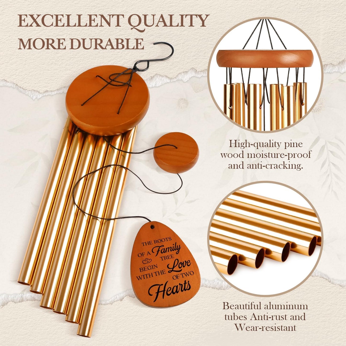 Leebbsin 10th Anniversary Wind Chime, 10th Anniversary Romantic Gifts for Him, Her, Couple, Men, Women, Wife, Husband, Newlywed, Aluminum Anniversary's Keepsake Gifts Ideas