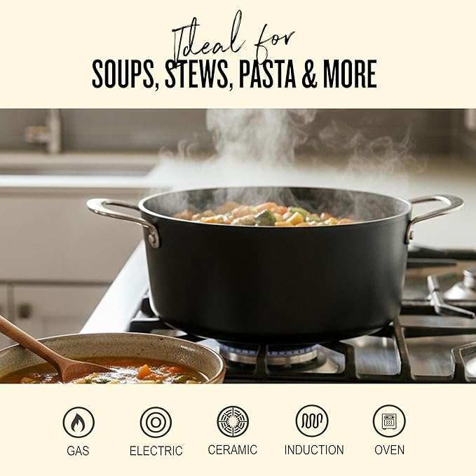 Alva Maestro 2-Piece Ceramic Nonstick Cookware Set – 4QT Sauté Pan + 4.5QT Stock Pot + Lids – No PTFE, PFOA, PFAS, Induction & Oven Safe to 400°F, Healthy, Easy-Clean Essentials for Daily Cooking