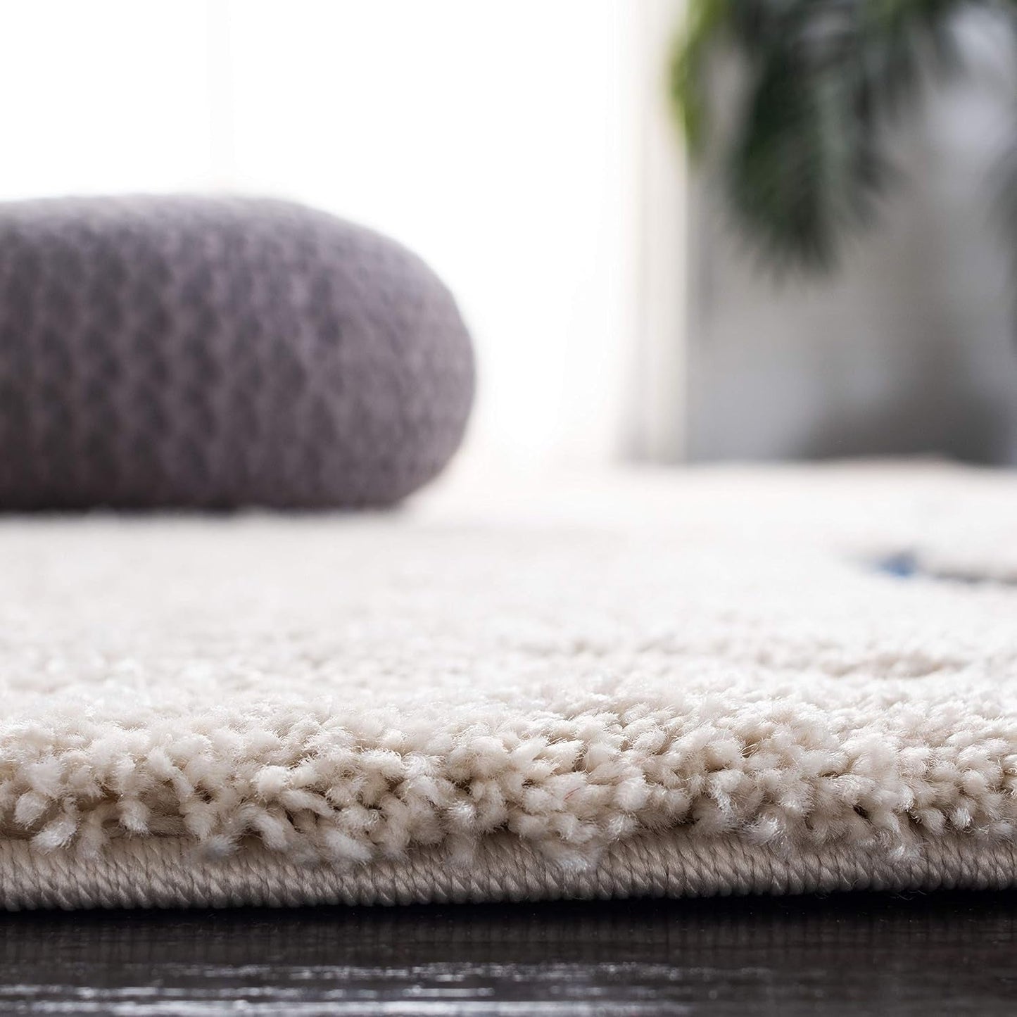 Florida Shag Collection Area Rug - 6' X 9', Cream & Blue, Non-Shedding & Easy Care, 1.2-Inch Thick Ideal for High Traffic Areas in Living Room, Bedroom (SG471-1165)