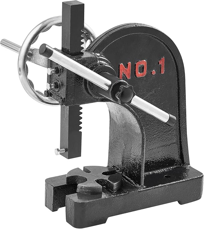 VEVOR Arbor Press, 1 Ton Manual Arbor Press with Handwheel, 5.9" Maximum Height, Cast Iron Heavy-duty Manual Desktop Arbor Press, Precision Hand Press for Stamping, Bending, Stretching, Forming