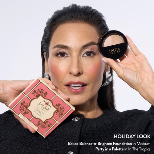 LAURA GELLER NEW YORK Party in a Palette, Ready to Jetset! + Baked Balance-n-Brighten Powder Foundation, Tan