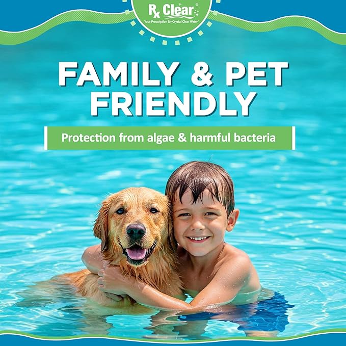 Rx Clear 5 lbs Granular Pool Chlorine | Use As Bactericide, Algaecide, & Disinfectant in Swimming Pools, Hot Tubs, & Spas | Stabilized, Fast Dissolving & UV Protected