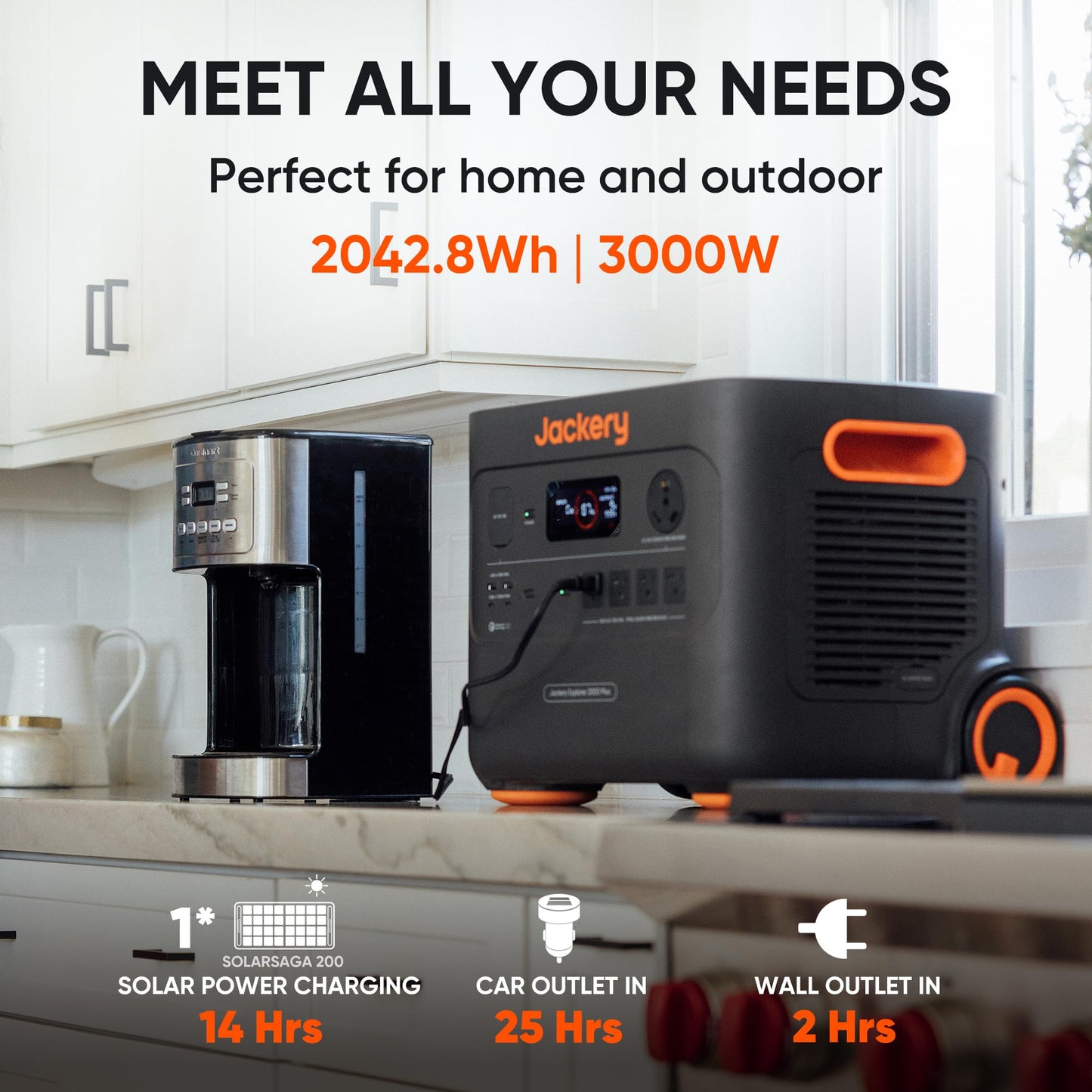 Jackery Solar Generator 2000 Plus 500W, 2042Wh Lifepo4 Battery 3000W Output, Portable Power Station With 500W Solar Panel, Fast