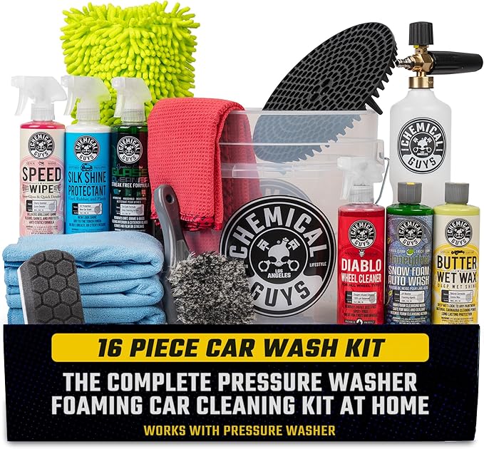 Chemical Guys 16-Piece Arsenal Builder Car Wash Kit with Foam Cannon, Bucket, and 6 x 16 oz Care Chemicals - Car Detailing...
