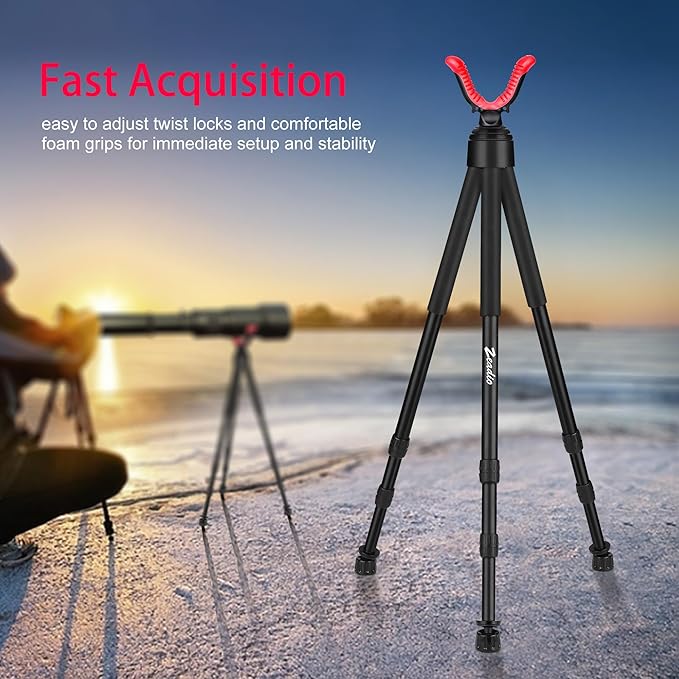 Zeadio Tripod Hunting Rest with High Density Foam Grip, Twist-Style Locking Leg, and Non-Marring V-Yoke Rest Head for Outdoor Activities