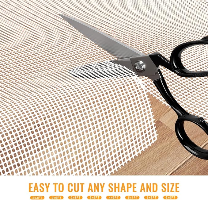Silicone Non-Slip Rug Pad, Anti Skid Thin Area Rug Pad Gripper, Under Carpet Rug Mats for Hardwood Surface Floors, Keep Rugs in Place-4x6 Ft