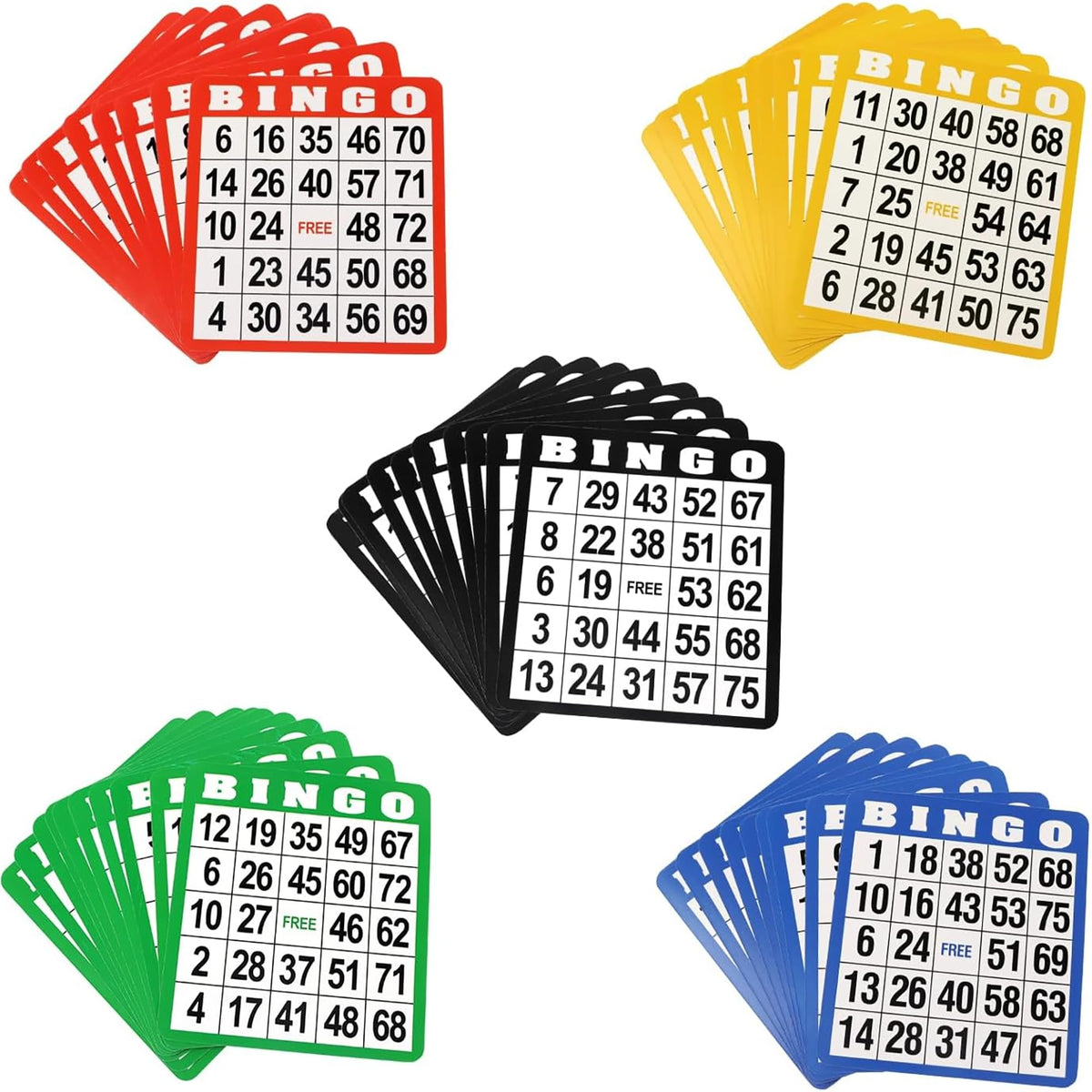 GSE Games & Sports Expert 50-Pack Multi-Color Bingo Game Cards with Easy Read Numbers, Reusable Paper Bingo Sheets for Large Groups, Family/Friend Parties
