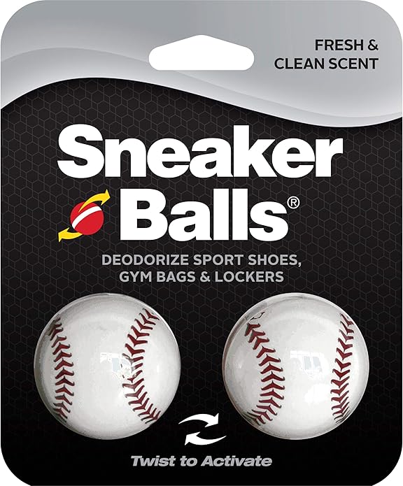 Sneaker Balls Odor-Fighting Shoe Fresheners, Eliminates Unpleasant Smells, Perfect For Sneakers, Gym Bags, Gear Bags, Drawers, Lockers, And More!, Baseball, 2 Pack