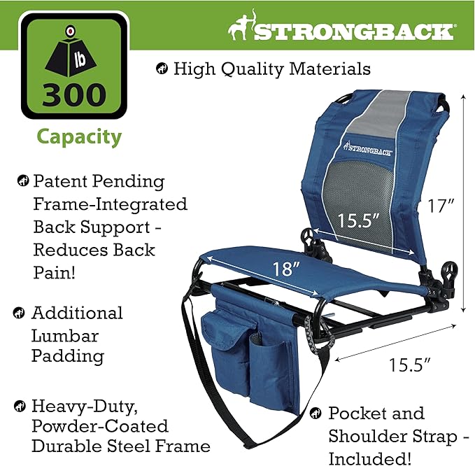 STRONGBACK Lumbar Support Stadium Seat for Bleachers – Ergonomic Chair with Back Support for Adults & All-Day Comfort