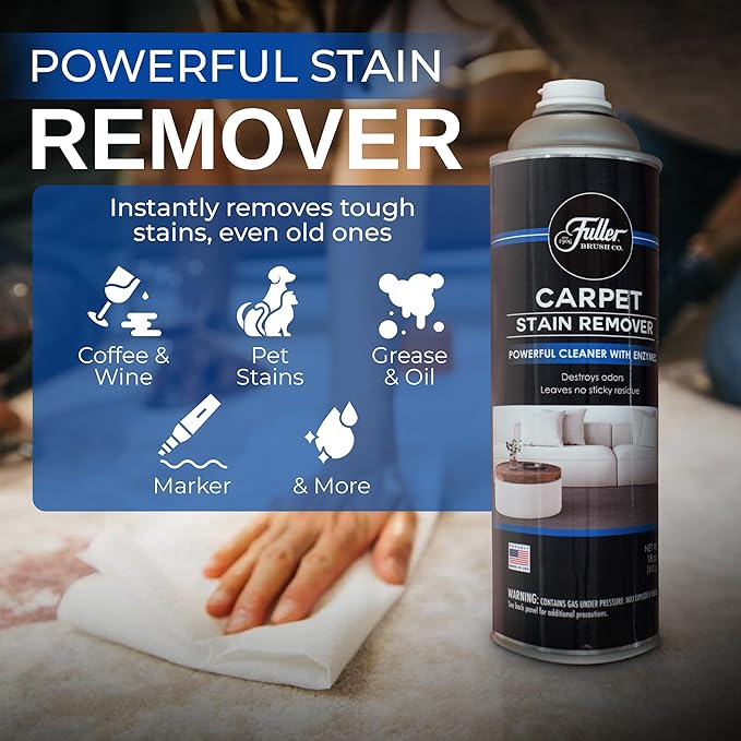 Fuller Brush Carpet Stain Remover – 18 oz Enzyme Foam Spot Cleaner for Carpets, Rugs & Upholstery – Removes Pet Stains, Coffee, Wine, Grease – Odor Eliminating (Pack of 2)