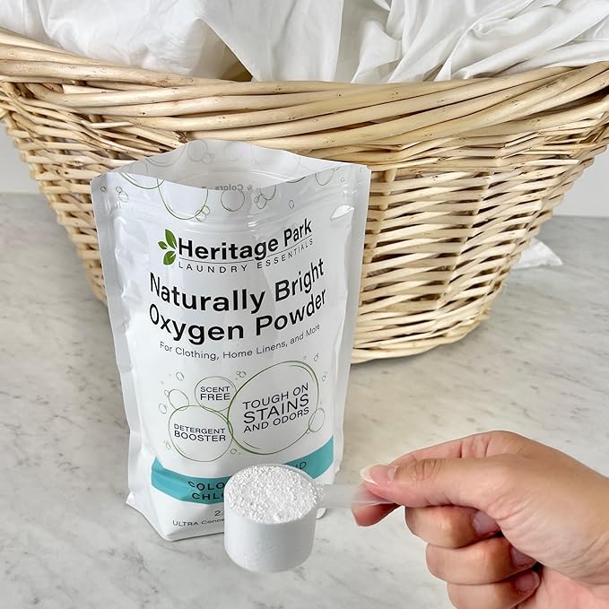 Heritage Park Naturally Bright Oxygen Powder - Laundry Detergent Booster, Color-Safe, Chlorine-Free, Bleach-Free - Unscented, Ultra Concentrated (2.5 LBS)