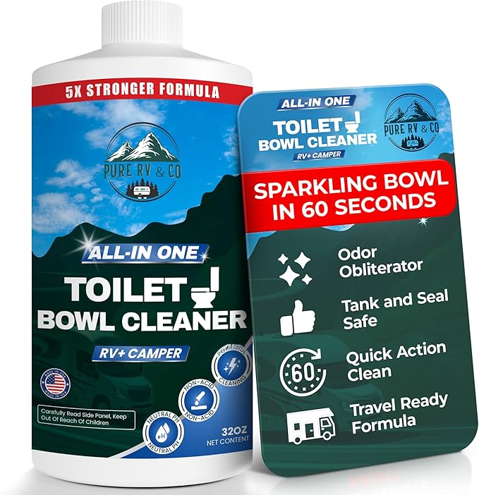 RV Toilet Bowl Cleaner with Easy Squirt Top - Best Septic Safe Toilet Bowl Cleaner (32 oz) - 5X Stronger Stain & Odor Eliminator - RV Toilet Cleaner - Sensor Safe & Non-Acid Formula