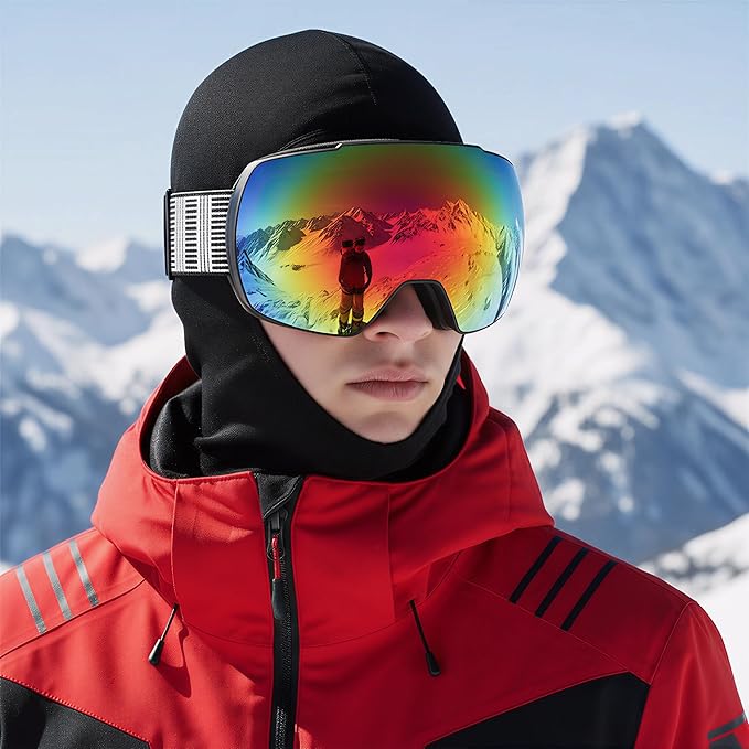 OULAIQI OTG Ski Goggles UV400 Anti-Fog Snowboard Glasses for Men Women Youth- Perfect for Skiing, Snowboarding,Winter Sports