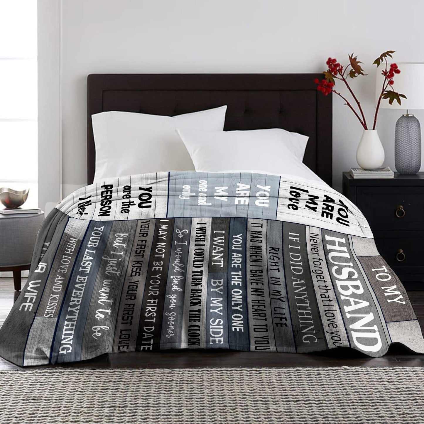 POQUSH Gifts for Him/Men/Husband,Husband Birthday Gift from Wife,Anniversary Romantic Presents I Love You Gifts Blanket 60x50in