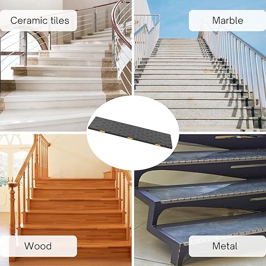 Rubber Stair Treads, 36"X10" 10 Pack Rubber Stair Treads for Wooden Steps, Non Slip Outdoor Step Mats with Nosing for Concrete Marble Tile Metal Steps - Black