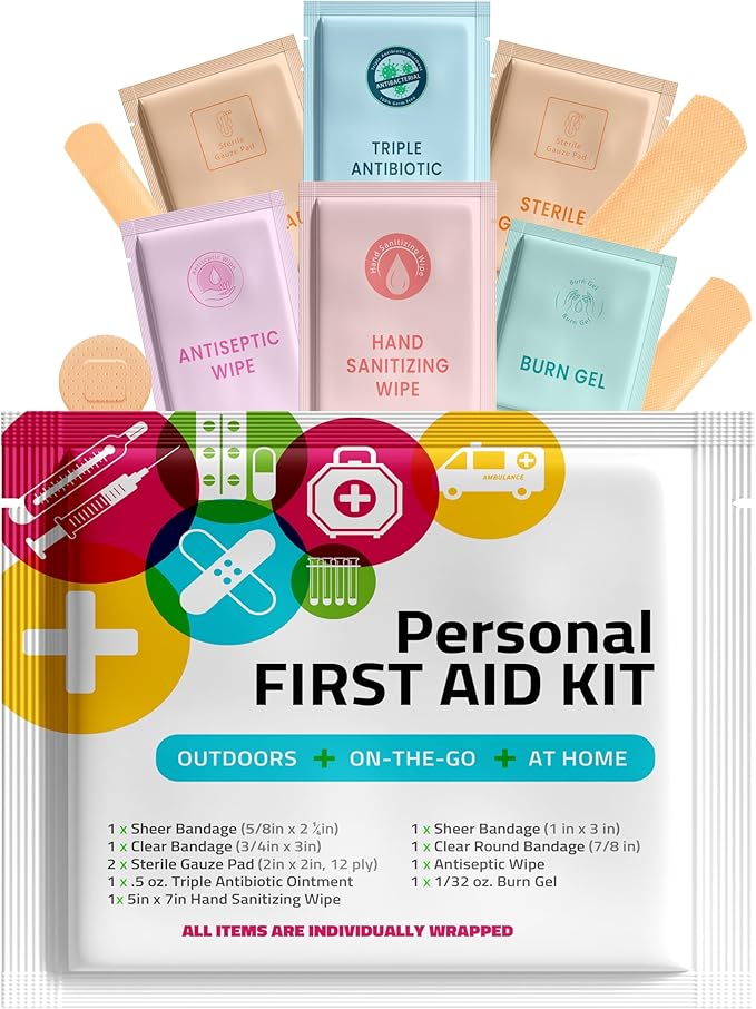 Portable Travel Size First Aid Kit - Perfect for Home, Office, Car, School, Business, Travel, Hiking, College, and Outdoor...