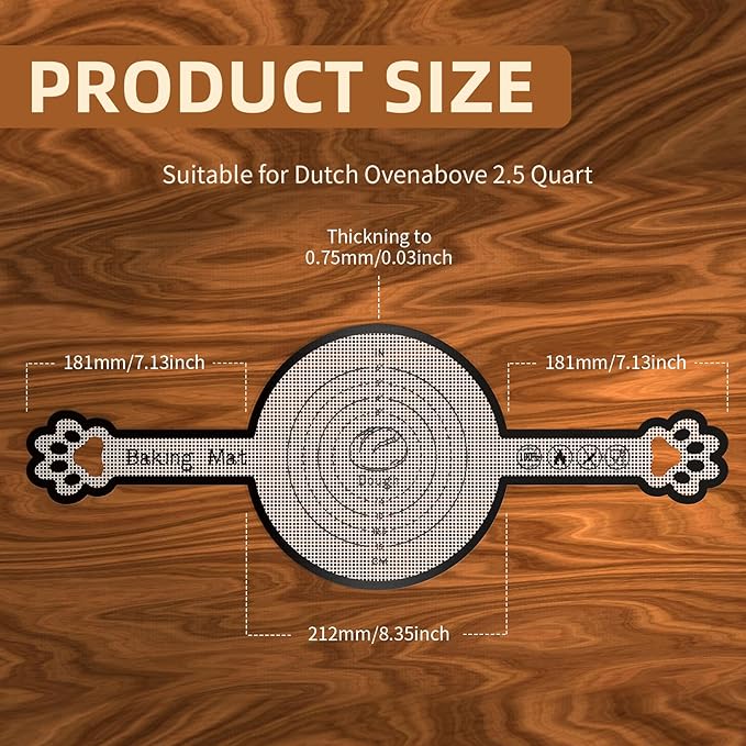 Silicone Bread Sling for Dutch Oven, 2-Pack – Fits 4–7 Qt Round Dutch Ovens – Heat Resistant 0.7mm Non Stick Baking Mat with Handles – Sourdough Bread Sling, Oven Safe up to 446°F