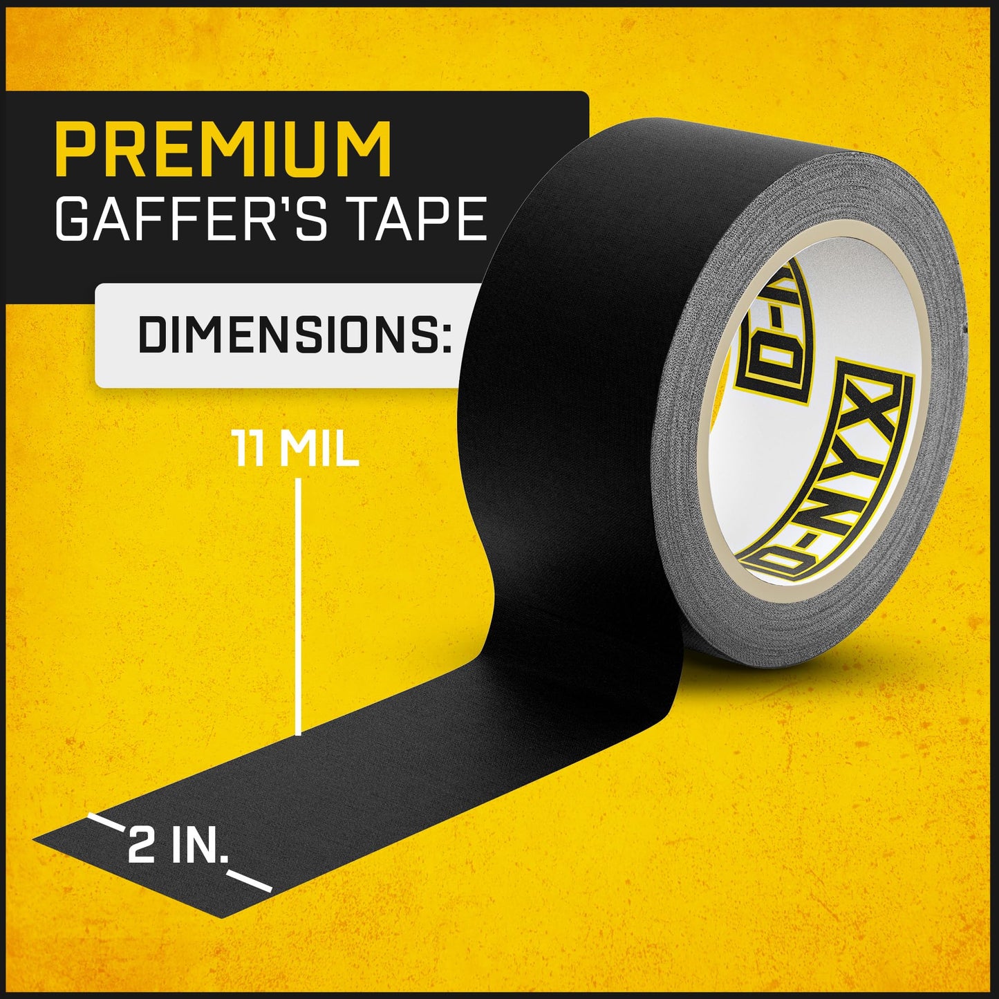 D-NYX Gaffer Tape 2 Inch x 1 Pack Black Gaffing Tapes, Heavy Duty No Residue, Matte Finish, Non-Reflective, Multipurpose Premium Heavy Duty Strong Fabric Floor Tape