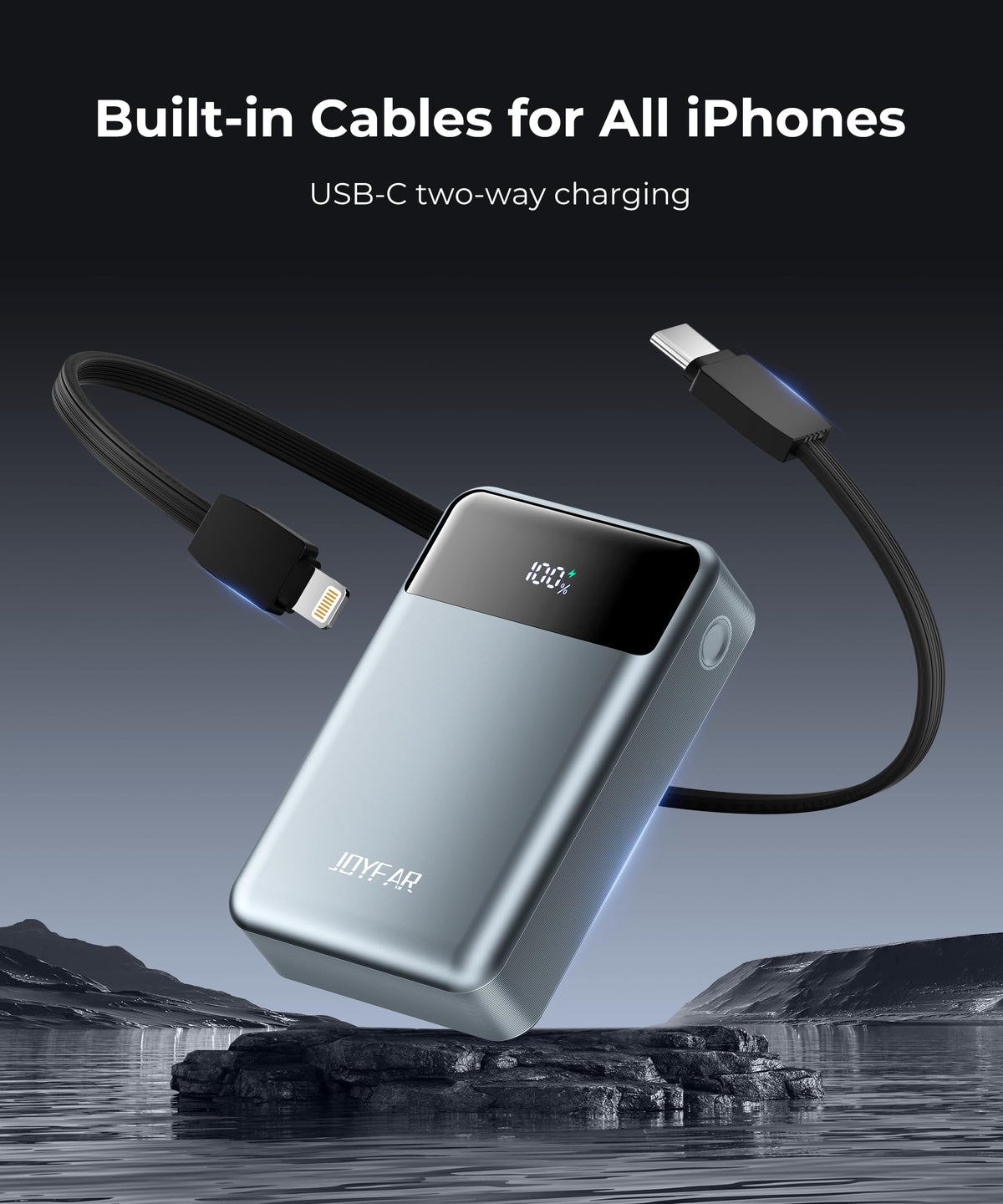JOYFAR Portable-Charger-Power-Bank Travel Essentials Battery Pack USB C 30000mAh Built in Cable 22.5W Phone Fast Charging Powerbank Compatible with iPhone 16 15 14 13 12 11 iPad Samsung Google Xiaomi