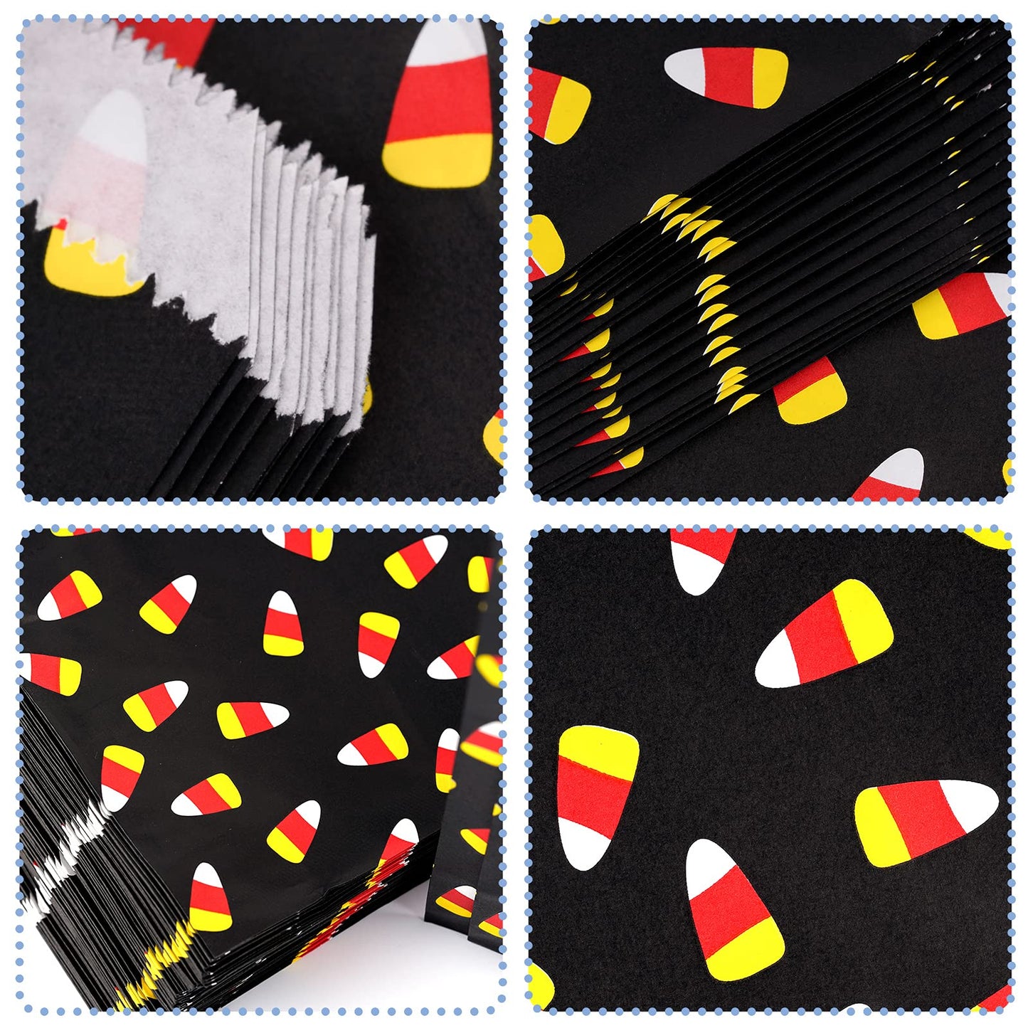 Kolewo4ever 100 Pieces Halloween Treat Bags Halloween Candy Corn Bag Paper Bags Candy Buffet Paper Bag for Chocolate Candy Cookies Party Favor