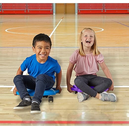 hand2mind Blue Indoor Scooter Board with Handles, Sit Down Floor Scooter, Gym Activities for Kids, Indoor Recess Games, Sport Scooters, Physical Education Equipment, Gross Motor Toys