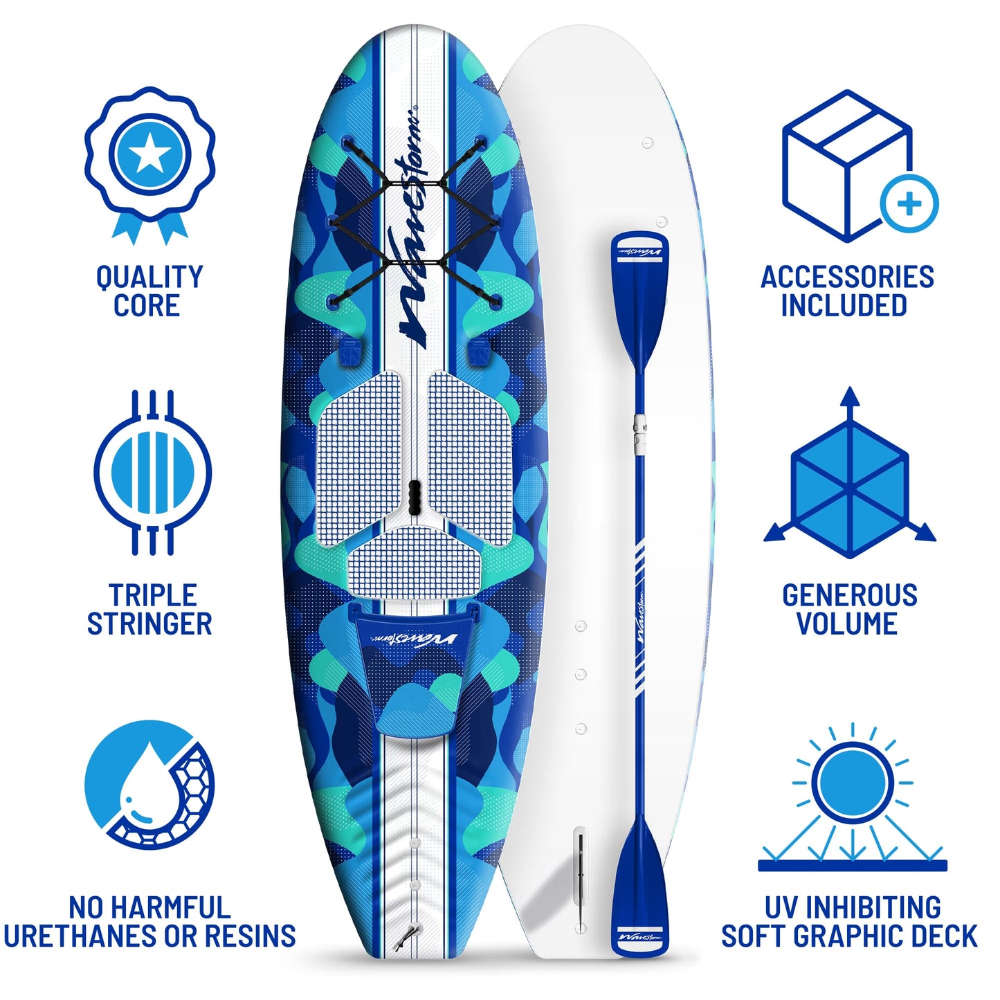 WAVESTORM 9ft6 SUP Kayak Hybrid Stand Up Paddleboard Foam Soft Top SUP for Adults and Kids of All Levels of Paddling Kayak,Blue